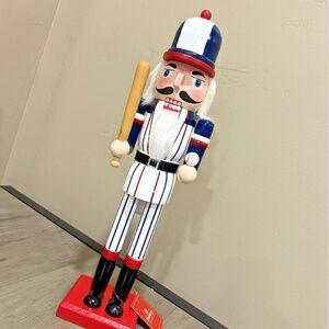 Old-Fashioned Baseball Nutcracker 15” Wooden Figure ⚾️🎄 New with tags